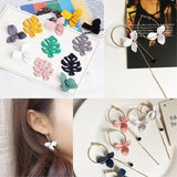 Korea Alloy Hollow Leaves Fresh Flowers Earrings Pendant