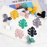 Korea Alloy Hollow Leaves Fresh Flowers Earrings Pendant