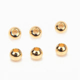 18K Real Plated Round Ball Spacer Beads for Jewelry Making DIY Brass Accessories