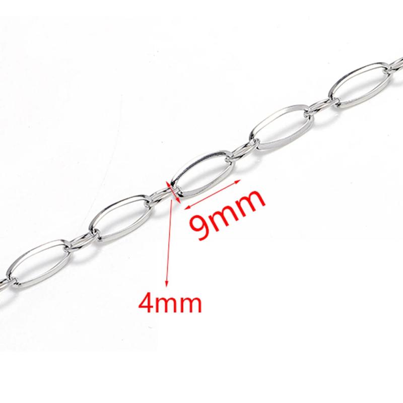1m 4mm Stainless Steel Chain Necklace Link Oval Chain for Jewelry Making DIY