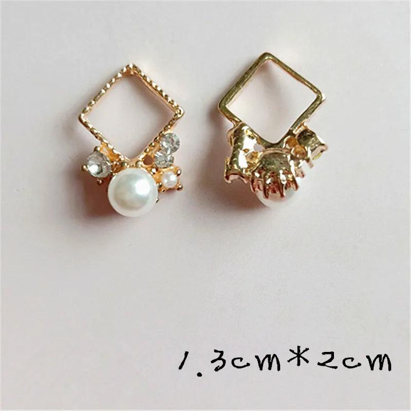 10 PCS Metal Alloy KC Crystal Rhinestone Pearl Earrings DIY Jewelry Making