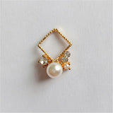 10 PCS Metal Alloy KC Crystal Rhinestone Pearl Earrings DIY Jewelry Making