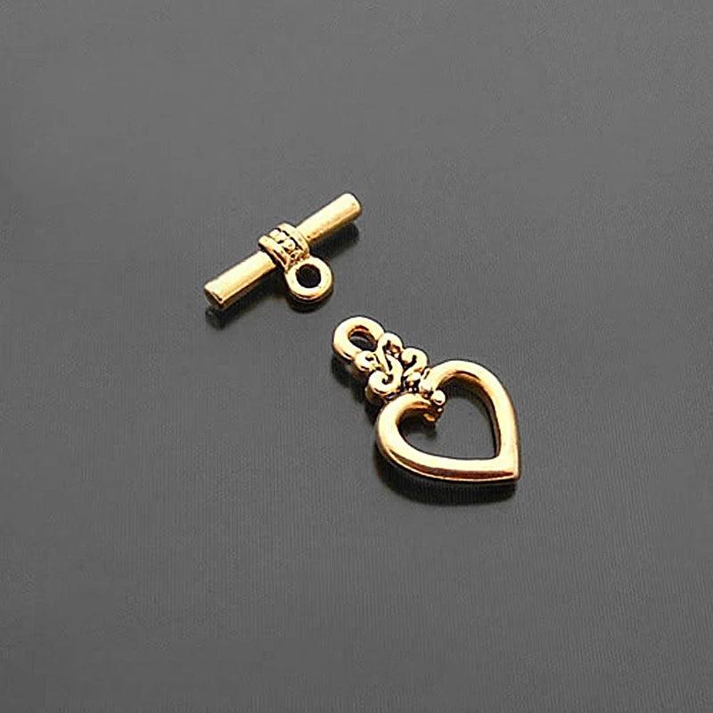 20Sets Antique Zinc Alloy Heart Toggle Clasps for Bracelets DIY Jewelry