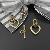 20Sets Antique Zinc Alloy Heart Toggle Clasps for Bracelets DIY Jewelry