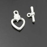 20Sets Antique Zinc Alloy Heart Toggle Clasps for Bracelets DIY Jewelry