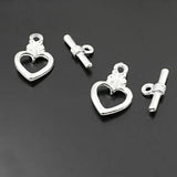 20Sets Antique Zinc Alloy Heart Toggle Clasps for Bracelets DIY Jewelry