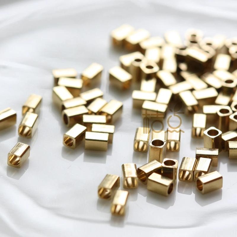 100 Raw Brass 3x2mm Rectangle Tube Spacers
