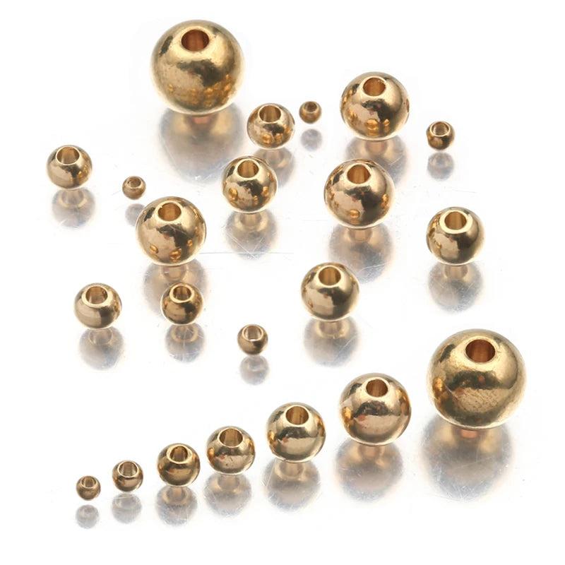 20-200Pcs Brass 2-7.5mm Round Ball Spacer Beads Charms DIY Bracelets Necklace