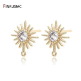 Flower Shape Stud Earrings Findings Zircon Inlaid Jewelry DIY Craft