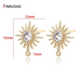Flower Shape Stud Earrings Findings Zircon Inlaid Jewelry DIY Craft