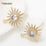 Flower Shape Stud Earrings Findings Zircon Inlaid Jewelry DIY Craft