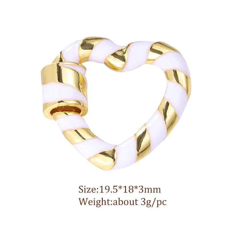 Enamel Heart Pendants Rainbow Lock Clasps for Women