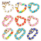 Enamel Heart Pendants Rainbow Lock Clasps for Women