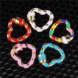 Enamel Heart Pendants Rainbow Lock Clasps for Women