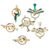 10pcs Enamel Animal Charms - Dragonfly Elf Girl Mermaid Pendant