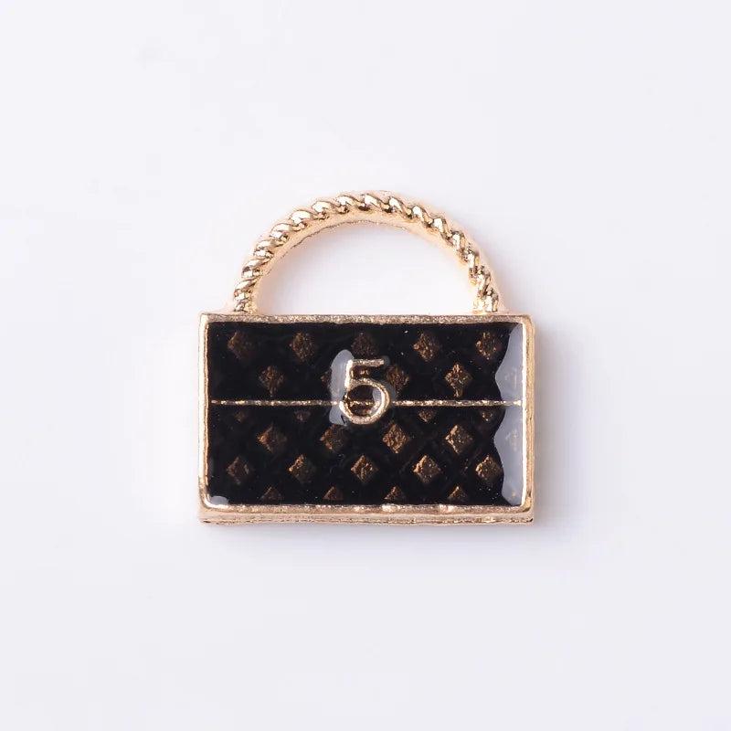 10pcs Enamel Package Lattice Handbag Charms For Jewelry DIY XL1166