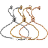 3pcs Stainless Steel Adjustable Slide Bracelets for Jewelry Making