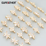 18k Plated Copper Zircon DIY Jewelry Making Charms 4pcs/lot