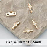 18k Plated Copper Zircon DIY Jewelry Making Charms 4pcs/lot