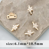 18k Plated Copper Zircon DIY Jewelry Making Charms 4pcs/lot