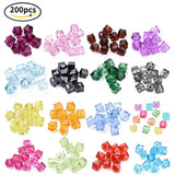 200 Pcs 8mm Acrylic Cube Beads Mix for Jewelry Making DIY Bag