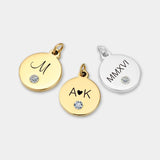 Flat Round Stamping Tag Charms Rhinestone Bezel Pendants for Jewelry Making