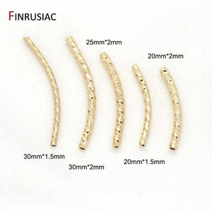 14k Gold Plated Curved Tube Beads Jewelry Making DIY Findings Components