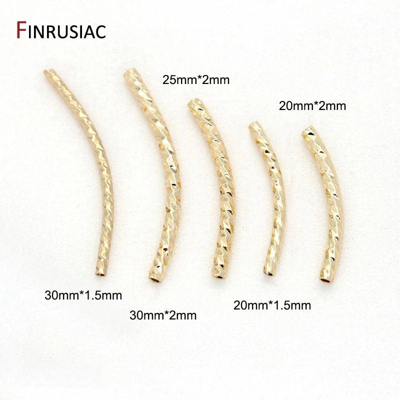 14k Gold Plated Curved Tube Beads Jewelry Making DIY Findings Components