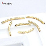 14k Gold Plated Curved Tube Beads Jewelry Making DIY Findings Components