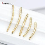 14k Gold Plated Curved Tube Beads Jewelry Making DIY Findings Components