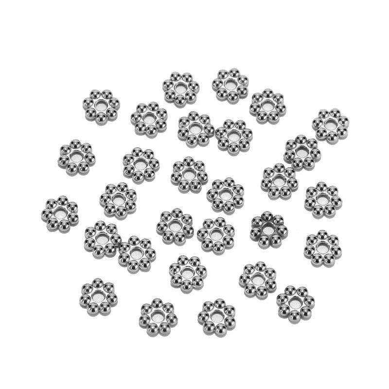 50pcs Stainless Steel Daisy Spacer Beads for DIY Bracelet Necklace Jewelry