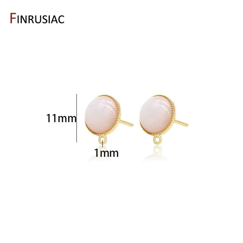 Pink Glass Opal Post Earrings Stud Earring Findings