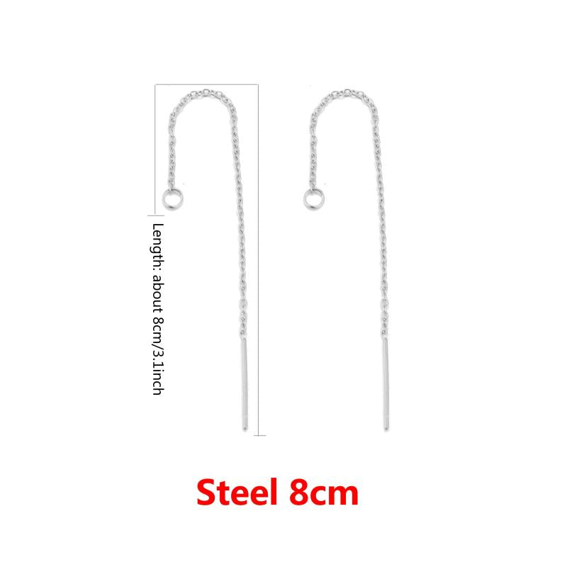 10Pcs Stainless Steel Tassel Chain Drop Earrings for DIY Jewelry