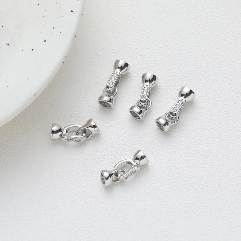 2PCS Zircon Link Buckle Necklace Charms DIY Jewelry Making 14k Plated Brass