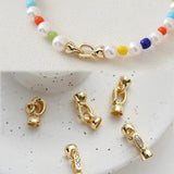 2PCS Zircon Link Buckle Necklace Charms DIY Jewelry Making 14k Plated Brass