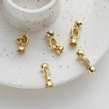 2PCS Zircon Link Buckle Necklace Charms DIY Jewelry Making 14k Plated Brass
