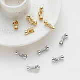 2PCS Zircon Link Buckle Necklace Charms DIY Jewelry Making 14k Plated Brass