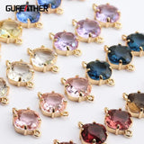 Copper Metal Glass Pendant Charms for DIY Bracelet Earring