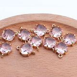 Copper Metal Glass Pendant Charms for DIY Bracelet Earring
