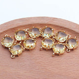 Copper Metal Glass Pendant Charms for DIY Bracelet Earring