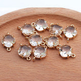 Copper Metal Glass Pendant Charms for DIY Bracelet Earring