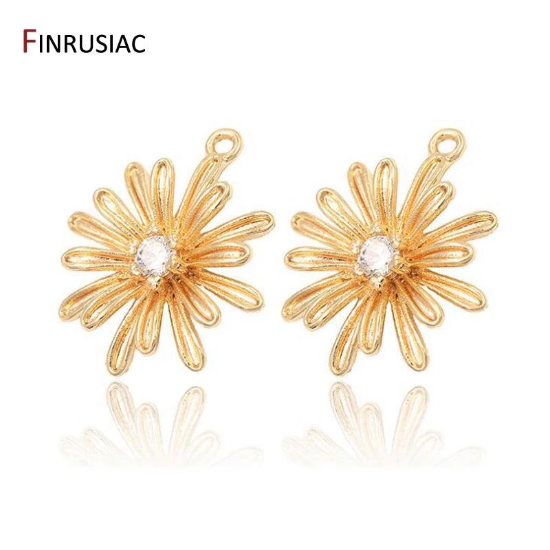 14k Gold Plated Zircon Daisy Flower Pendant