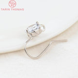 6PCS 25x7MM 24K Plated Brass Zircon Earring Hooks DIY Jewelry Findings