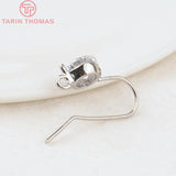 6PCS 25x7MM 24K Plated Brass Zircon Earring Hooks DIY Jewelry Findings