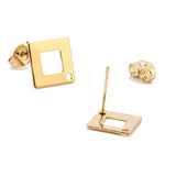 10PCS Stainless Steel Stud Earrings Base Half Ball Ear Post Open Ring DIY