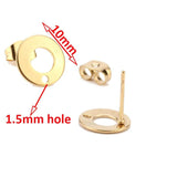10PCS Stainless Steel Stud Earrings Base Half Ball Ear Post Open Ring DIY