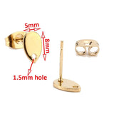 10PCS Stainless Steel Stud Earrings Base Half Ball Ear Post Open Ring DIY