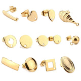 10PCS Stainless Steel Stud Earrings Base Half Ball Ear Post Open Ring DIY