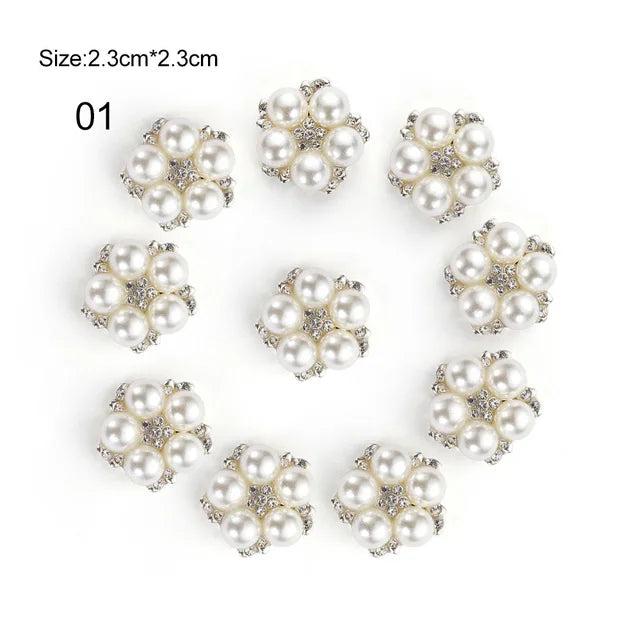 10Pcs Mixed Flat Back DIY Jewelry Accessories Diamond Alloy Pearls Base Settings