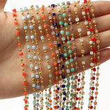 1M Stainless Steel Cube Stone Beads Chain for DIY Jewelry Making